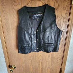 Black Leather Vest with Button Closure